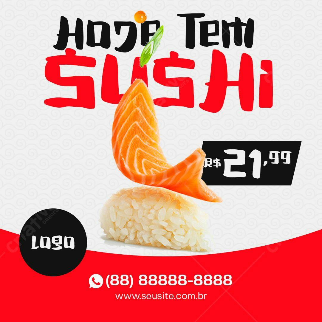 Template de Post para Redes Sociais Dia do Sushi PSD Editável
