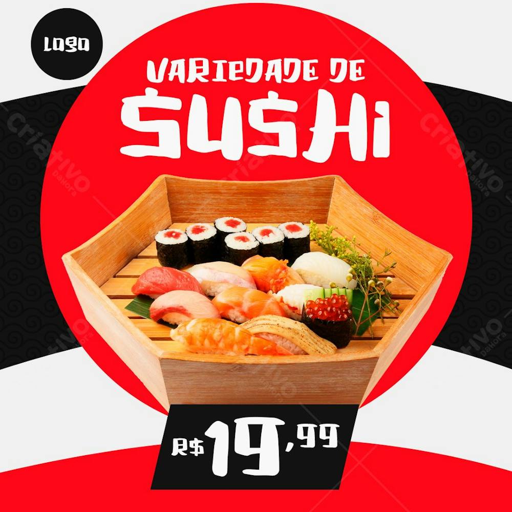 Variedade De Sushi Comida Japonesa Social Media Psd Editável