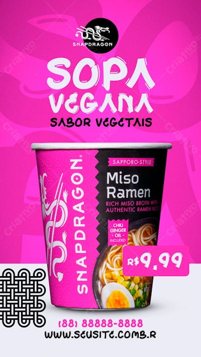 Stories Sopa Instantânea Snapdragon Sabor Vegetais Social Media Psd Editável