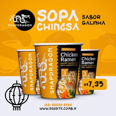 Sopa Instantânea Snapdragon Sabor Galinha Social Media Psd Editável