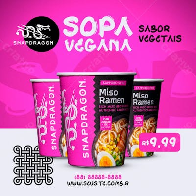Sopa Instantânea Snapdragon Sabor Vegetais Social Media Psd Editável