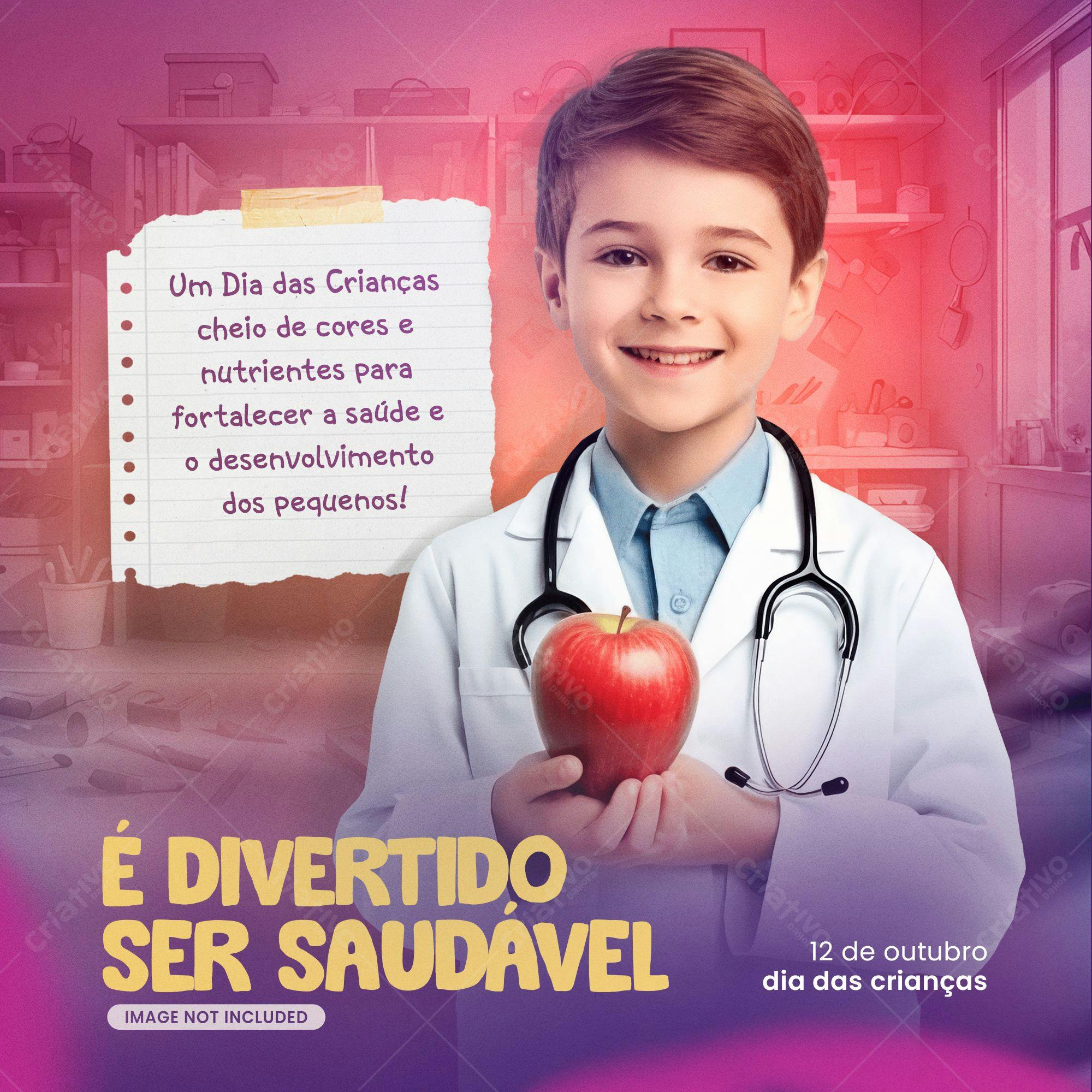 Post para Dia das Crianças com Criança Médica PSD Editável