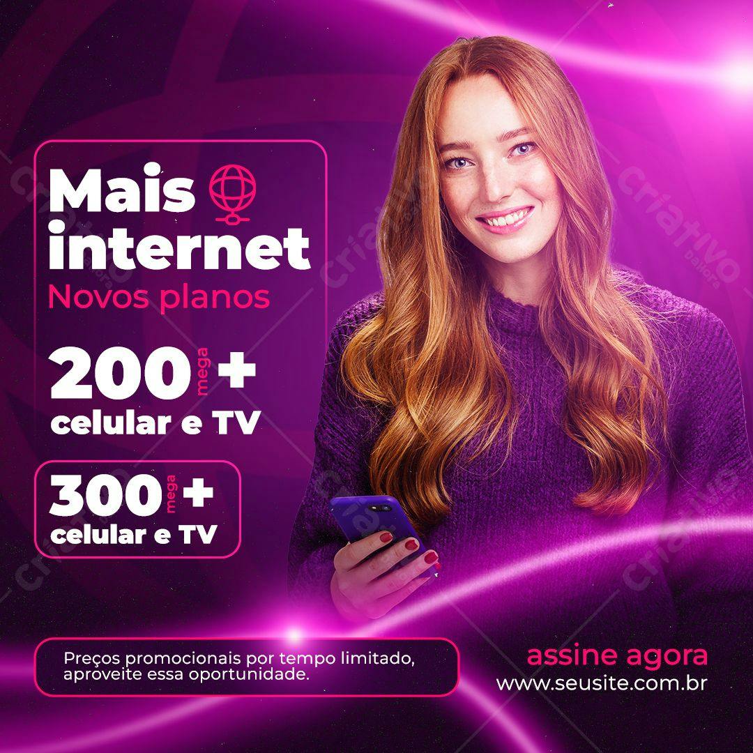 Post para Redes Sociais Promoção Internet PSD Editável