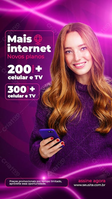 Stories Mais Internet Pra Você Provedor Social Media Psd Editável