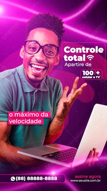 Stories Controle Total E O Máximo De Velocidade Provedor De Internet Social Media Psd Editável