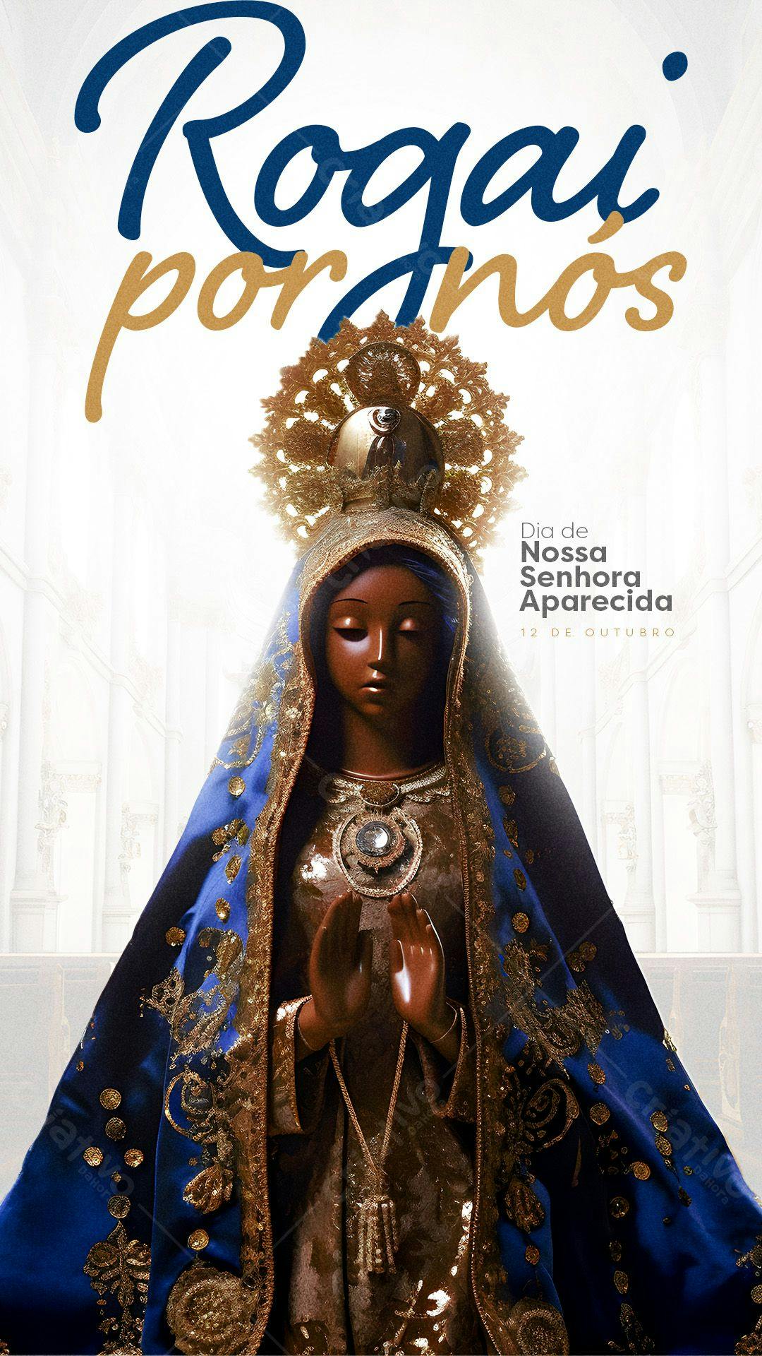 Arte Religiosa para Dia de Nossa Senhora Aparecida PSD Editável