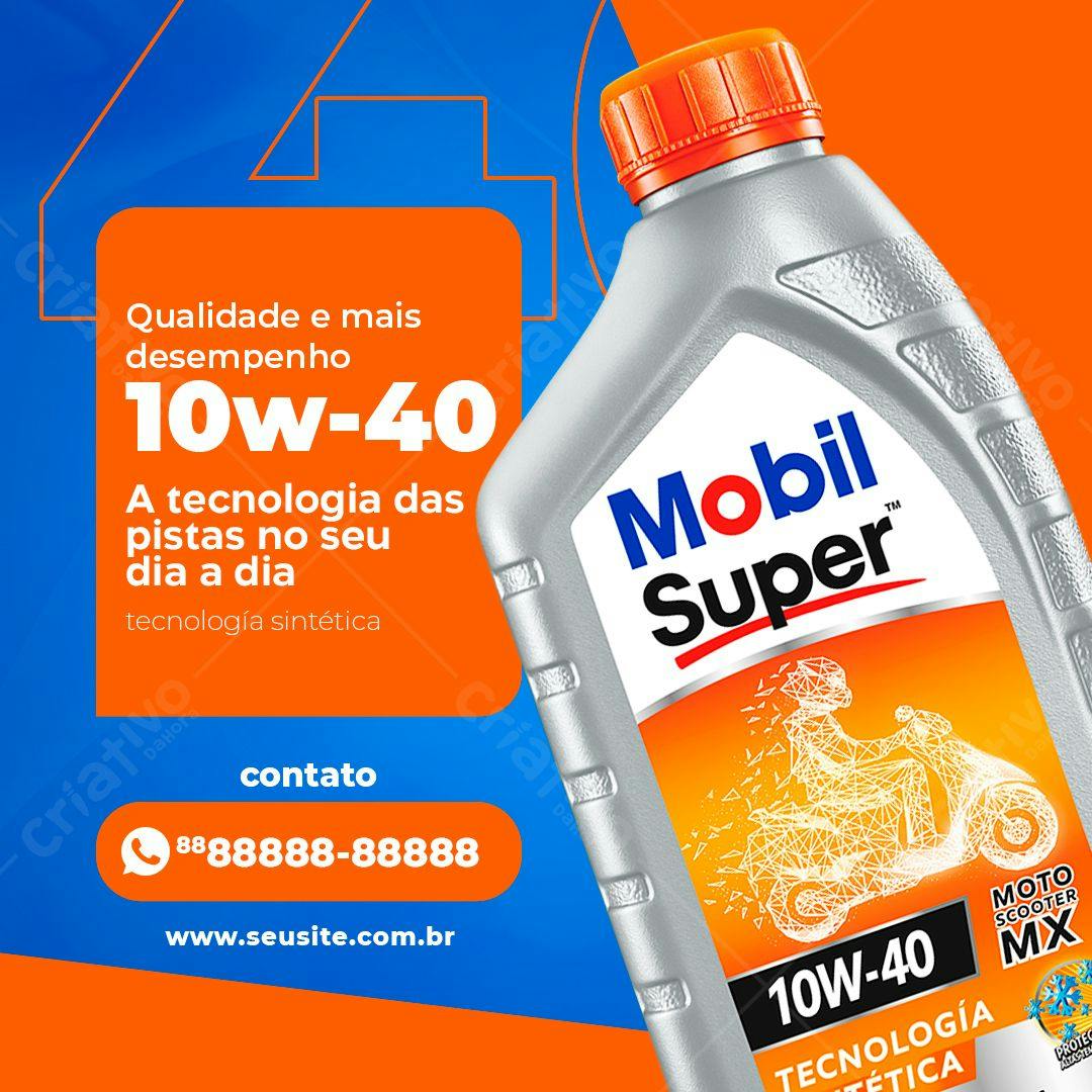 Template de Embalagem para Óleo de Moto 10W-40 PSD Editável