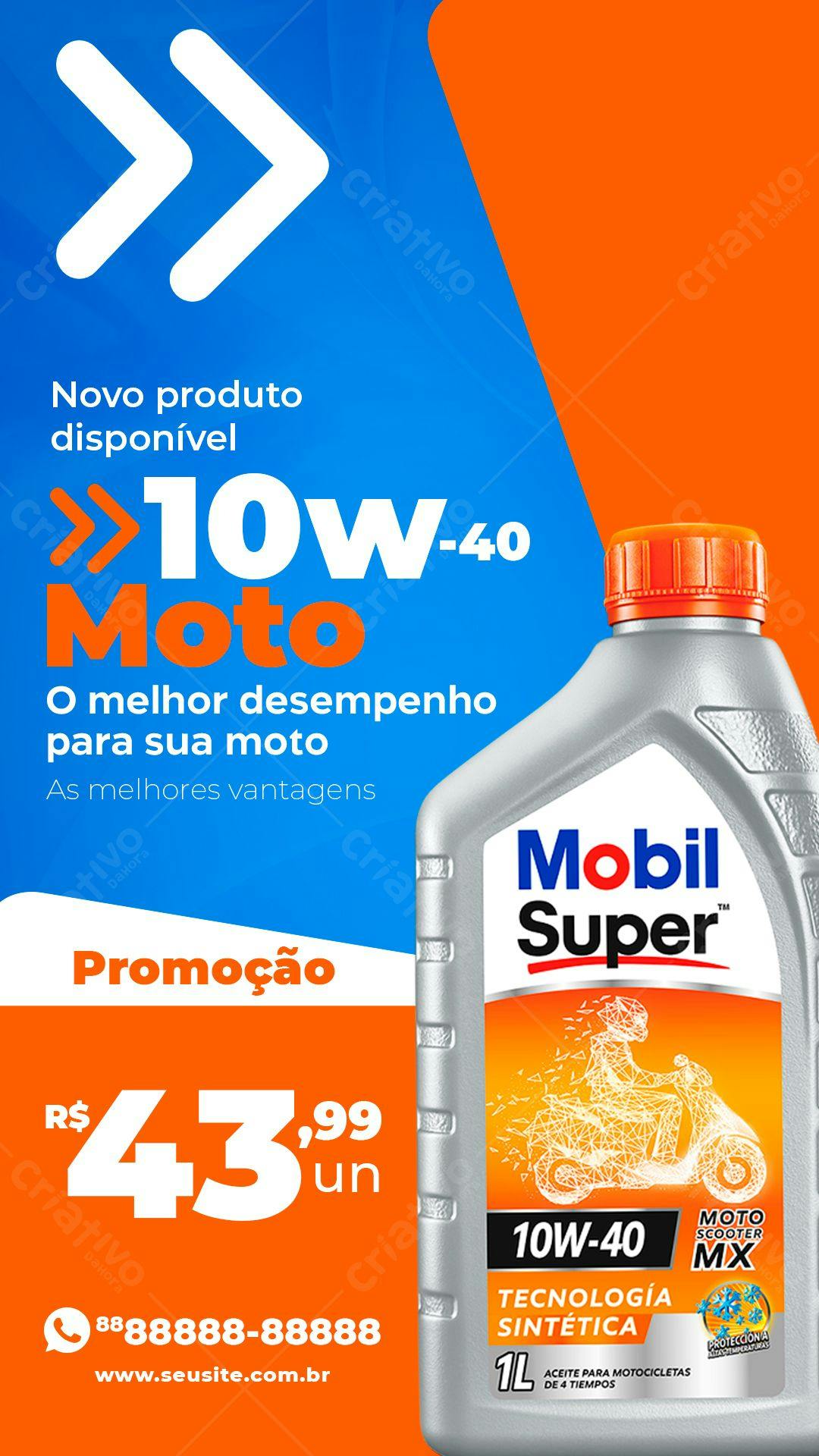 Anúncio de Promoção de Óleo de Moto 10W-40 PSD Editável