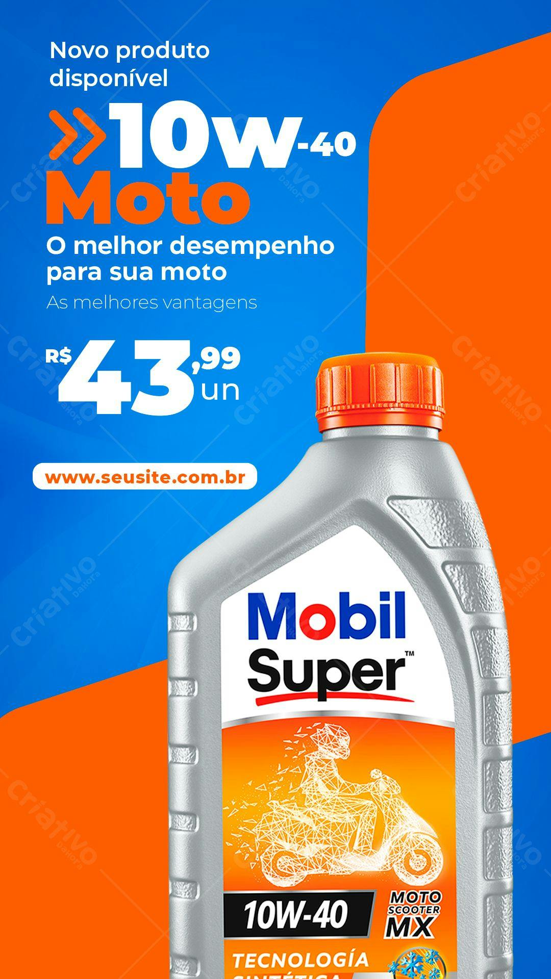 Modelo de Embalagem para Óleo de Moto 10W-40 PSD Editável