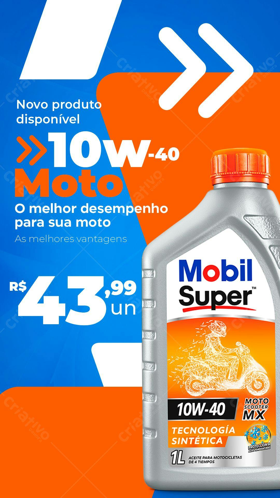 Modelo de Embalagem de Óleo para Moto 10W-40 PSD Editável