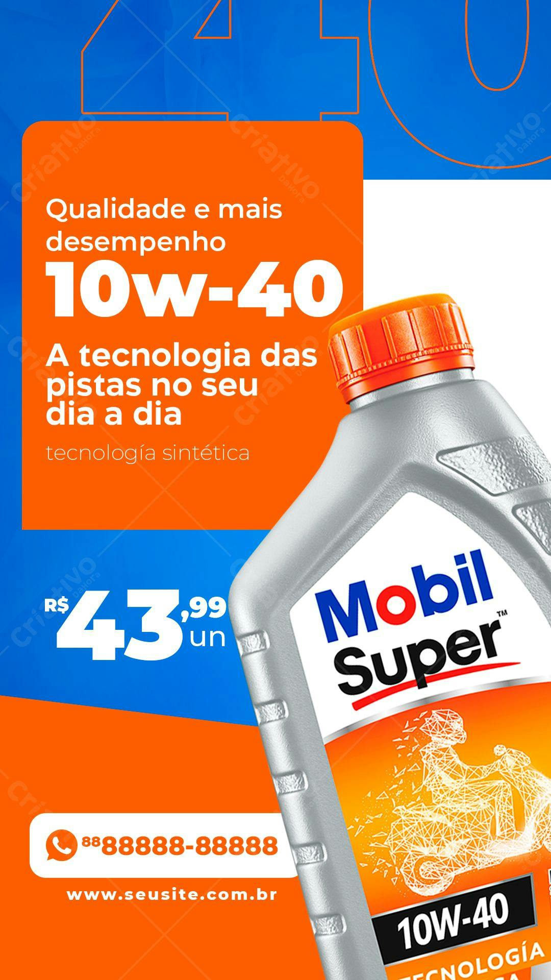 Flyer para Promoção de Óleo Mobil Super 10W-40 PSD Editável