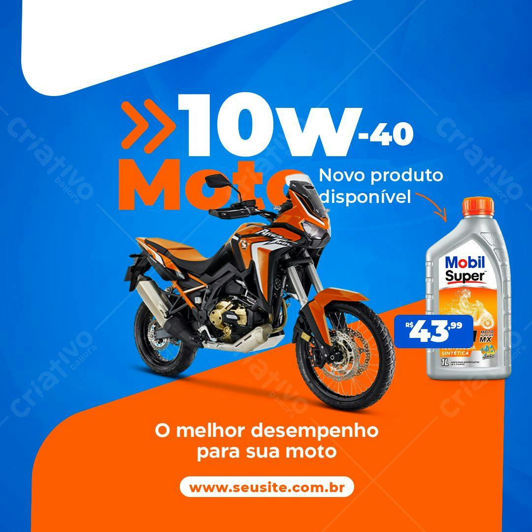 Banner para Promoção de Óleo de Moto 10W-40 PSD Editável