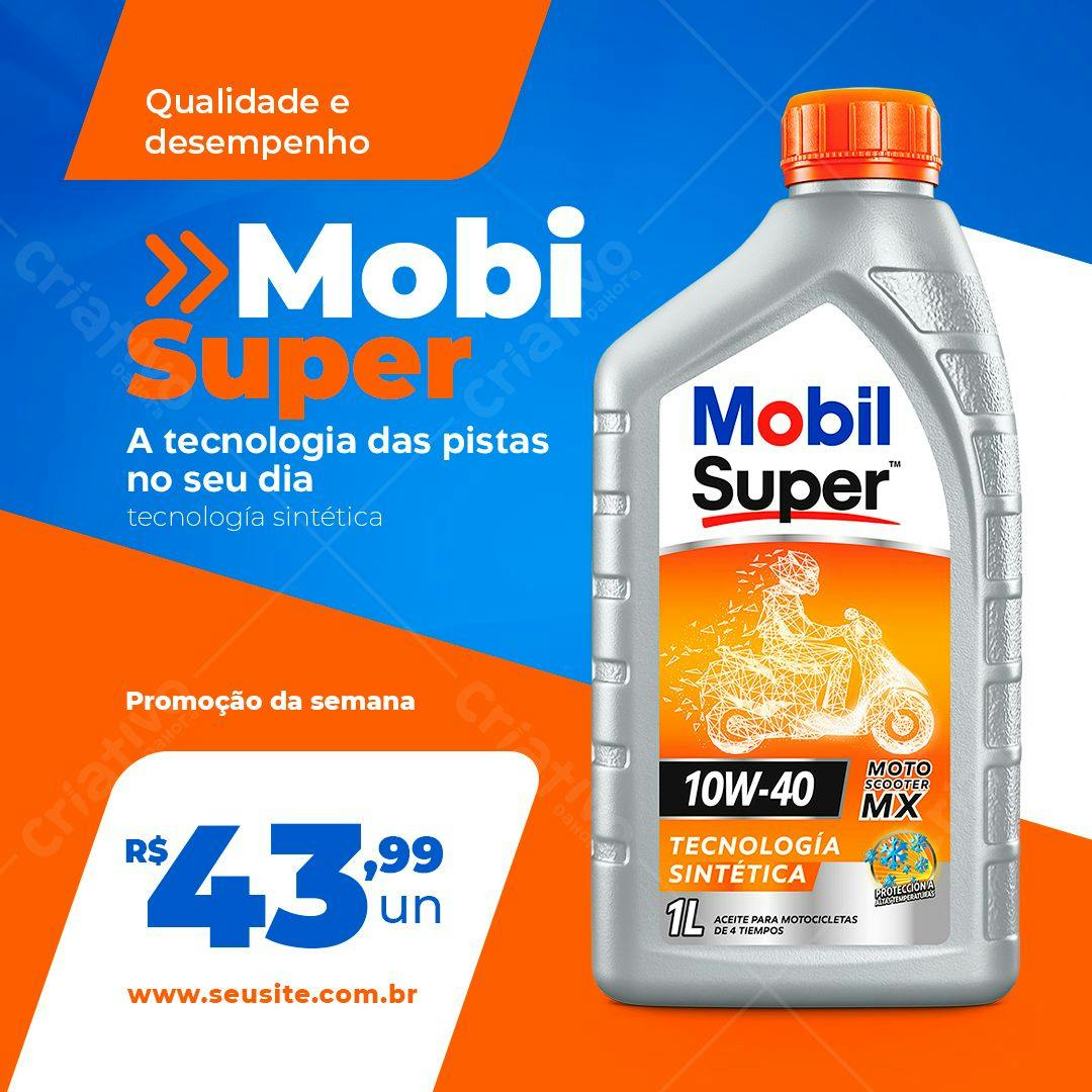 Banner de Promoção Lubrificante Mobil Super PSD Editável