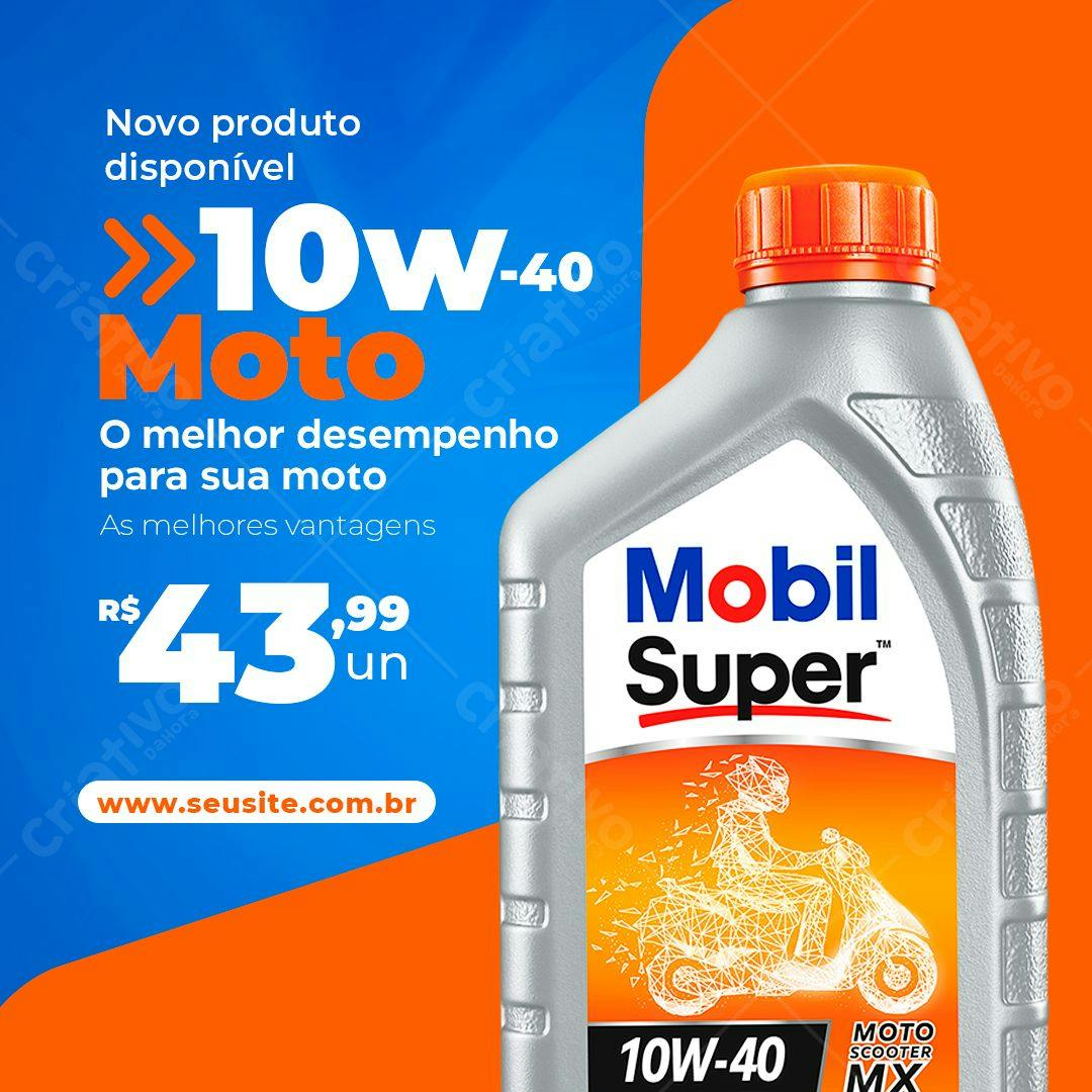 Template PSD de Embalagem de Óleo de Moto 10W-40 PSD Editável