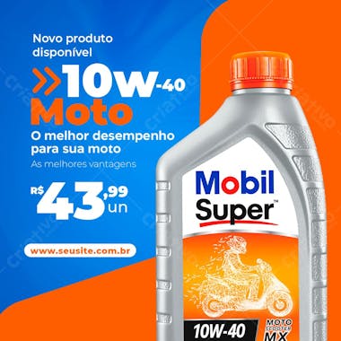 Mobil 10w 40 para motos peças e acessórios social média