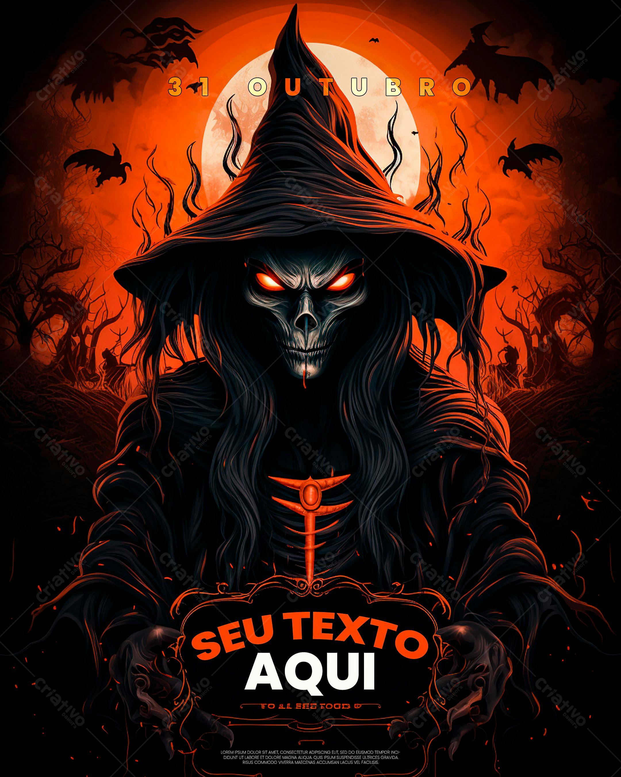 Poster para o Halloween PSD Editável