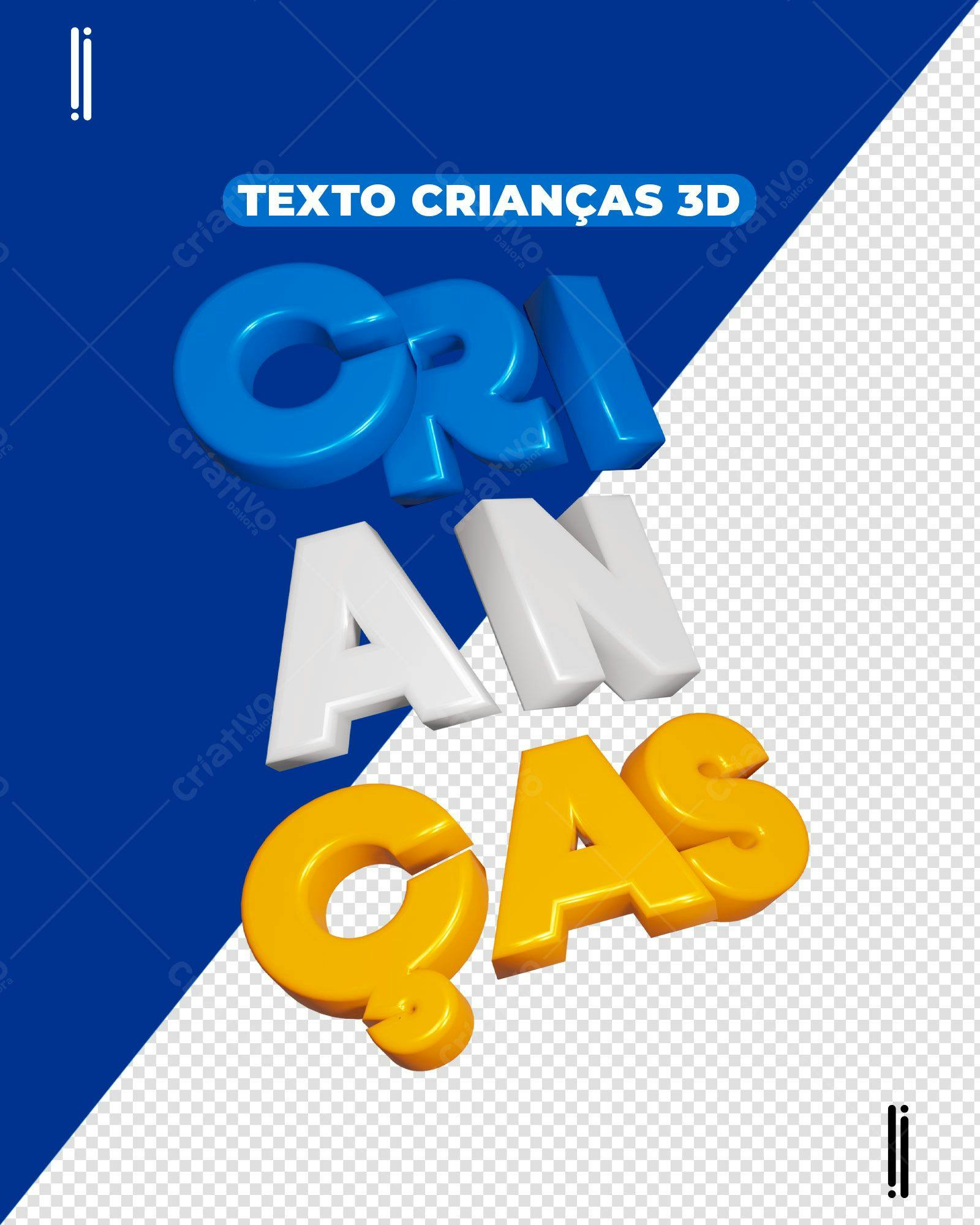 Texto 3D para Dia das Crianças PSD Editável