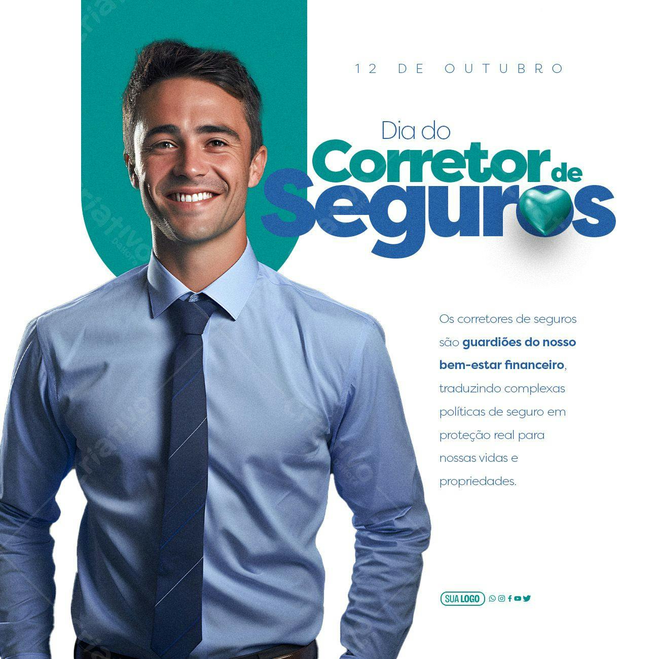Post para Redes Sociais Dia do Corretor de Seguros PSD Editável