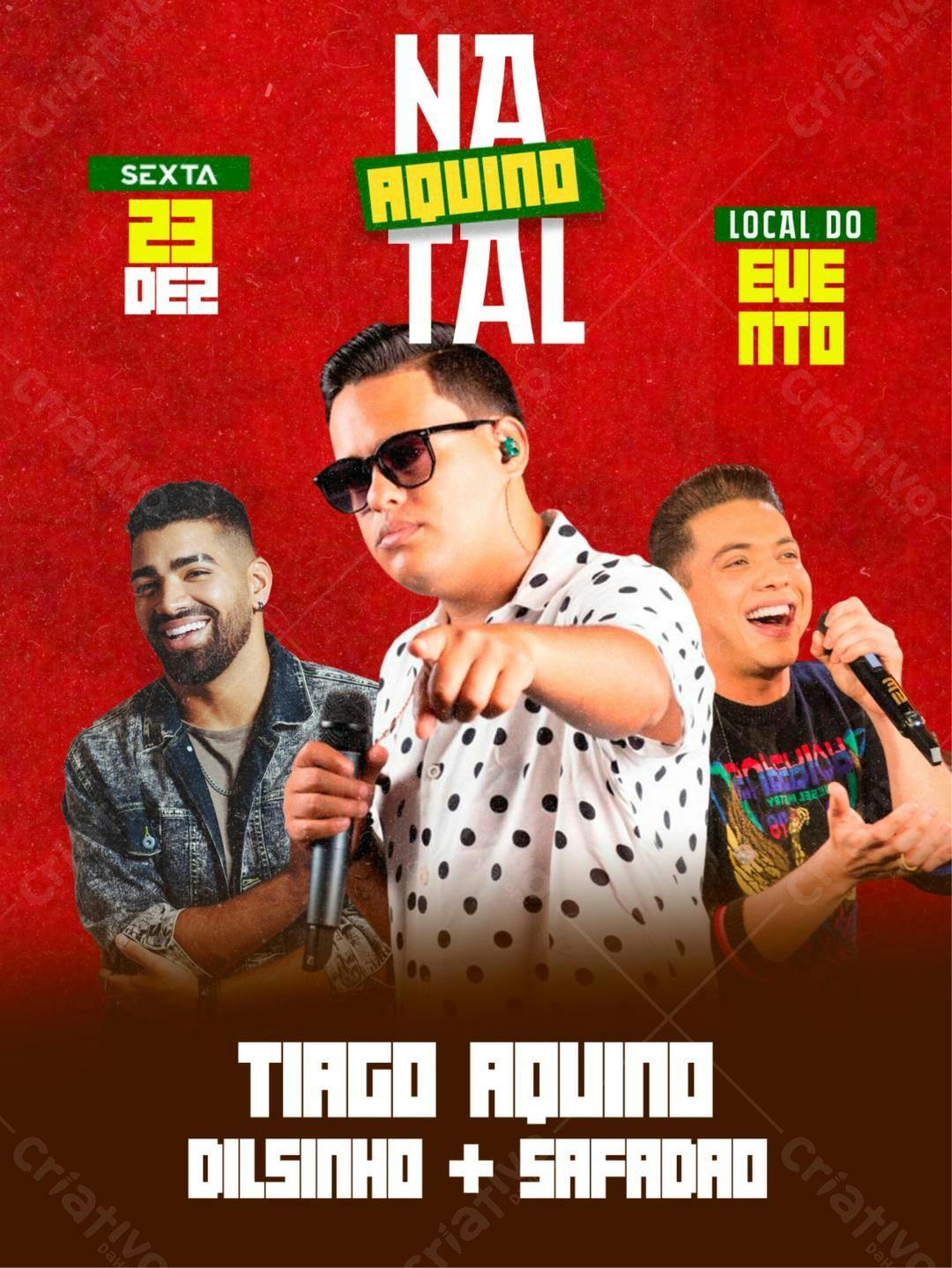 Flyer para Show de Tiago Aquino, Dilsinho e Safadão PSD Editável