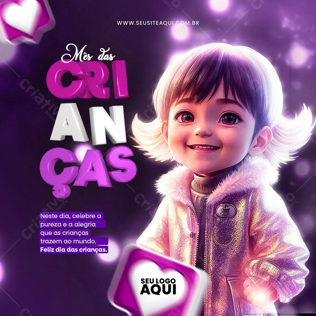 Post para Redes Sociais Dia das Crianças PSD Editável