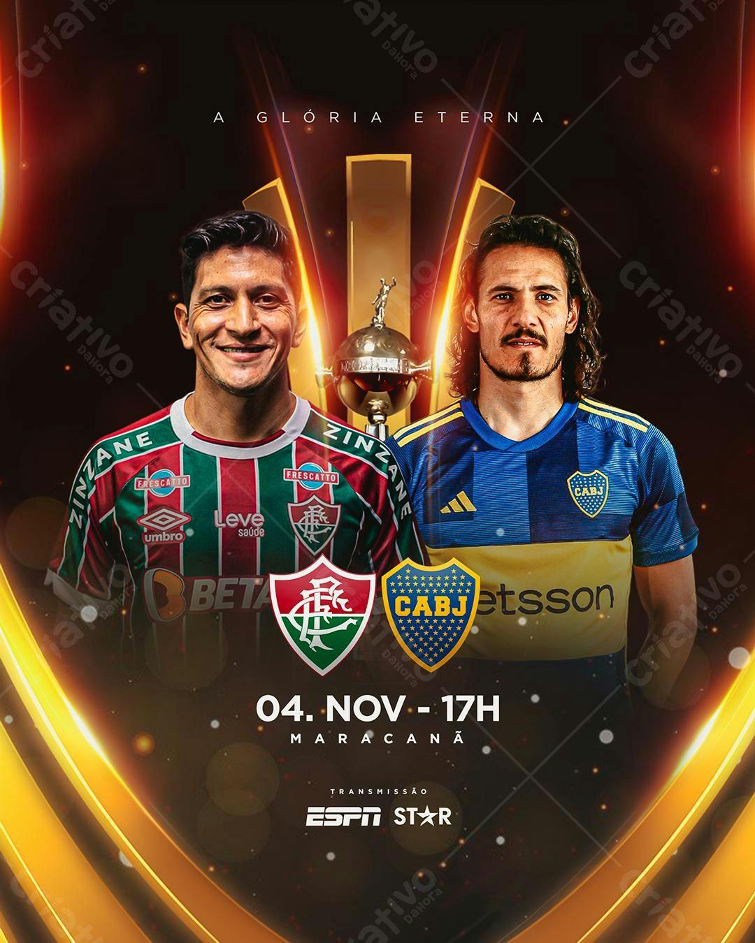 Flyer para Jogo de Futebol Flamengo x Boca Juniors PSD Editável