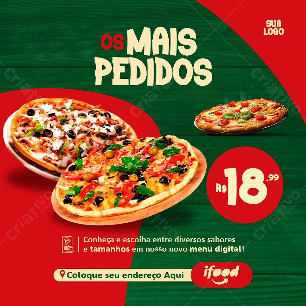 Os Mais Pedidos Pizzaria Social Media Psd Editável