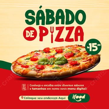 Sábado de pizza pizzaria social media psd editável