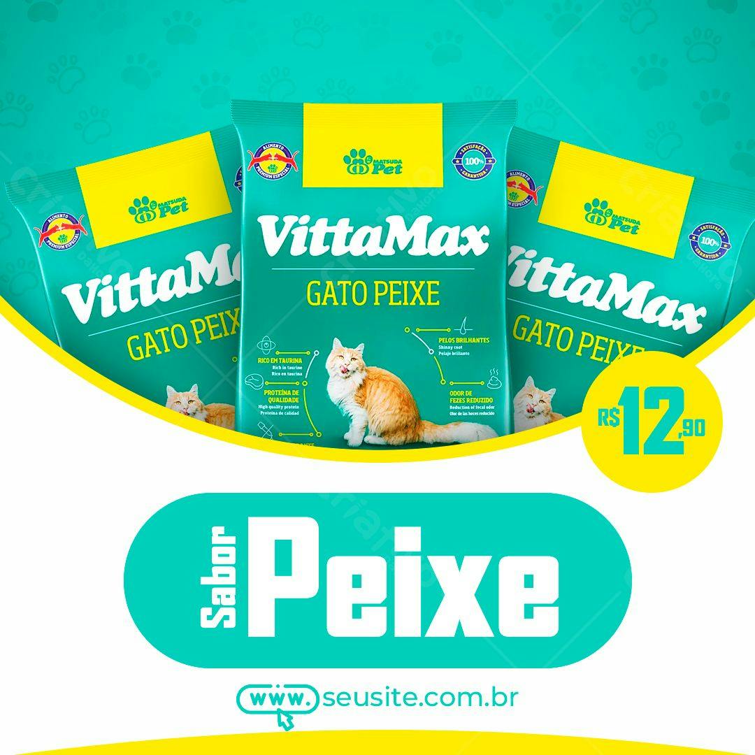 Embalagem de Ração para Gatos PSD Editável