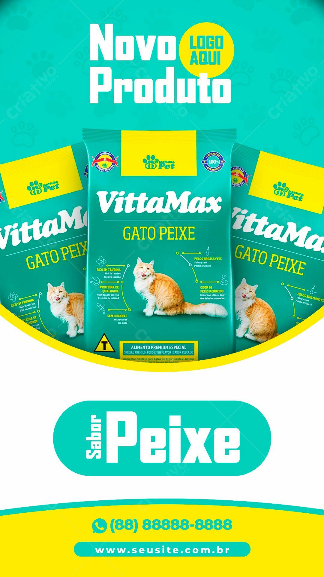 Embalagem de Ração para Gatos PSD Editável