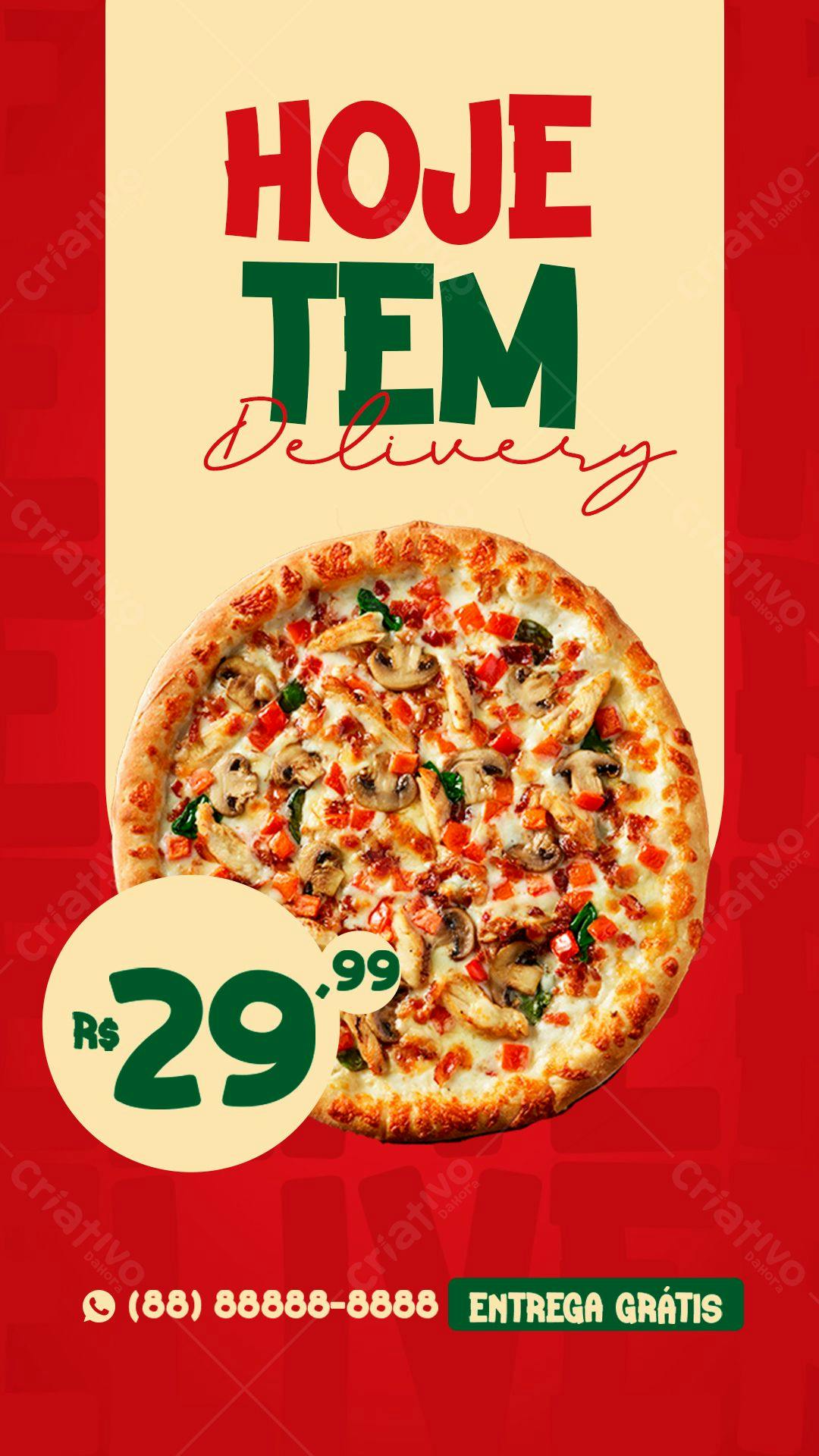 Flyer para Delivery de Pizza PSD Editável