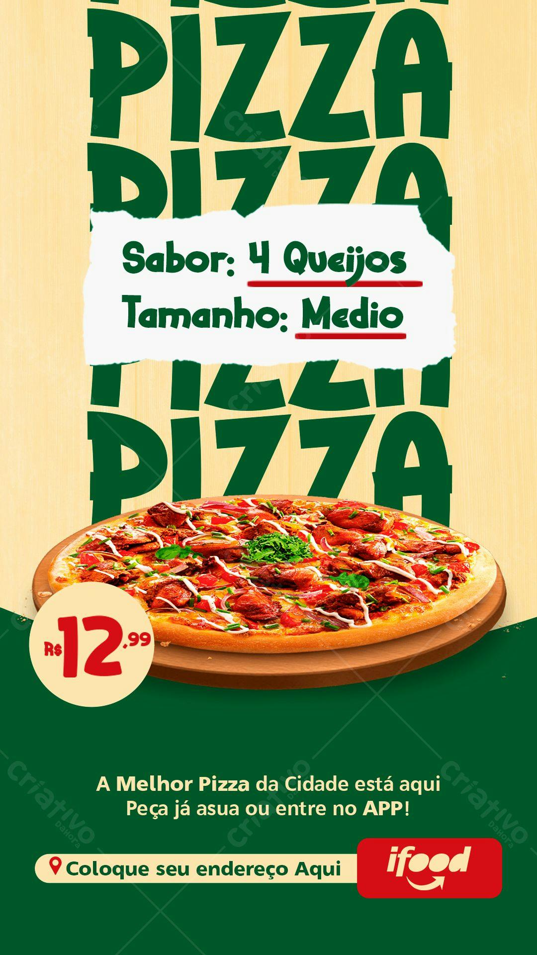 Cardápio de Pizza 4 Queijos PSD Editável
