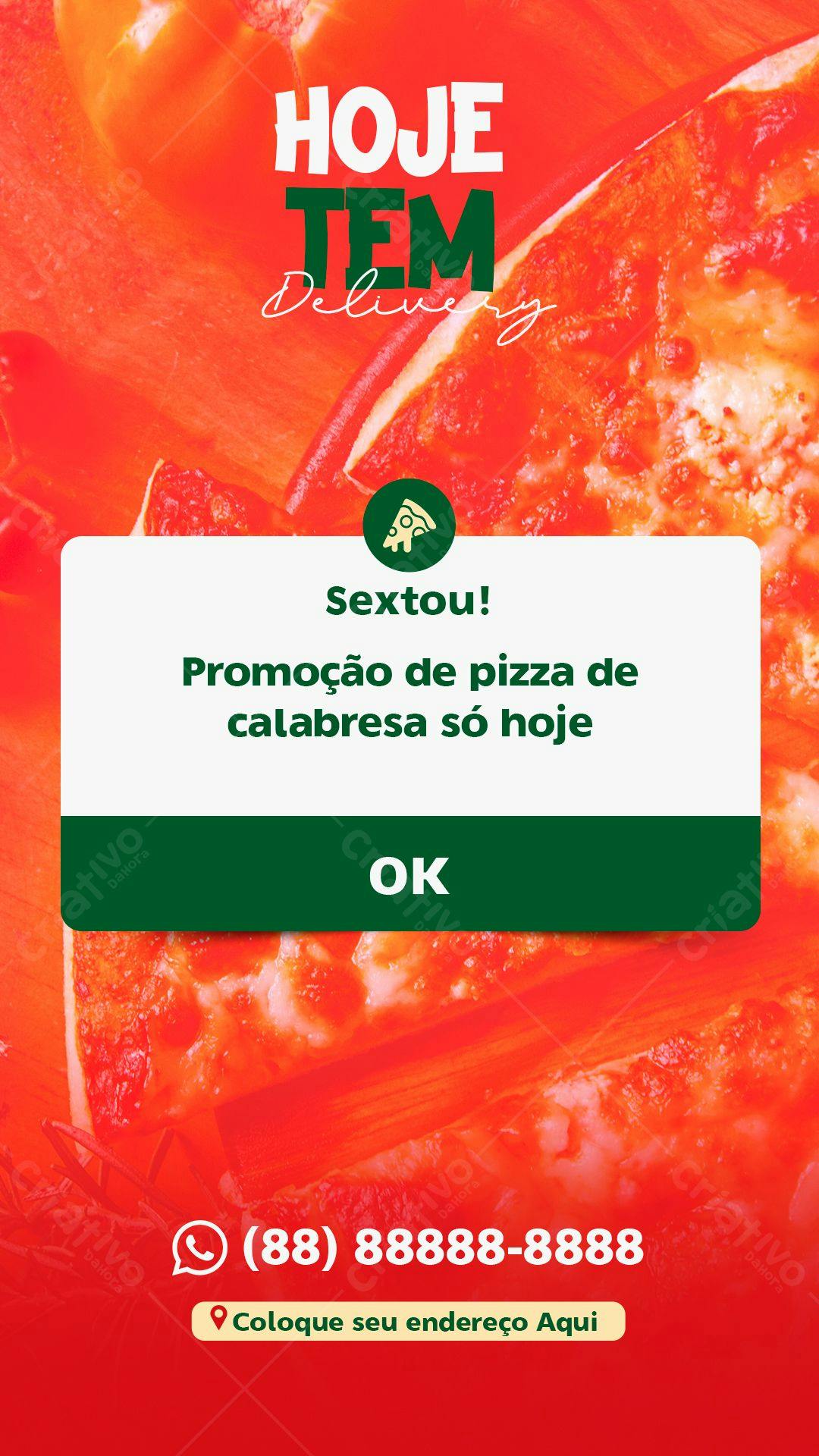 Story para Delivery de Pizza Calabresa PSD Editável