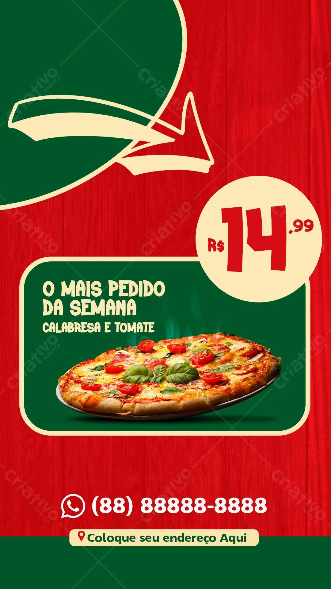 Post para Redes Sociais Pizza Calabresa PSD Editável