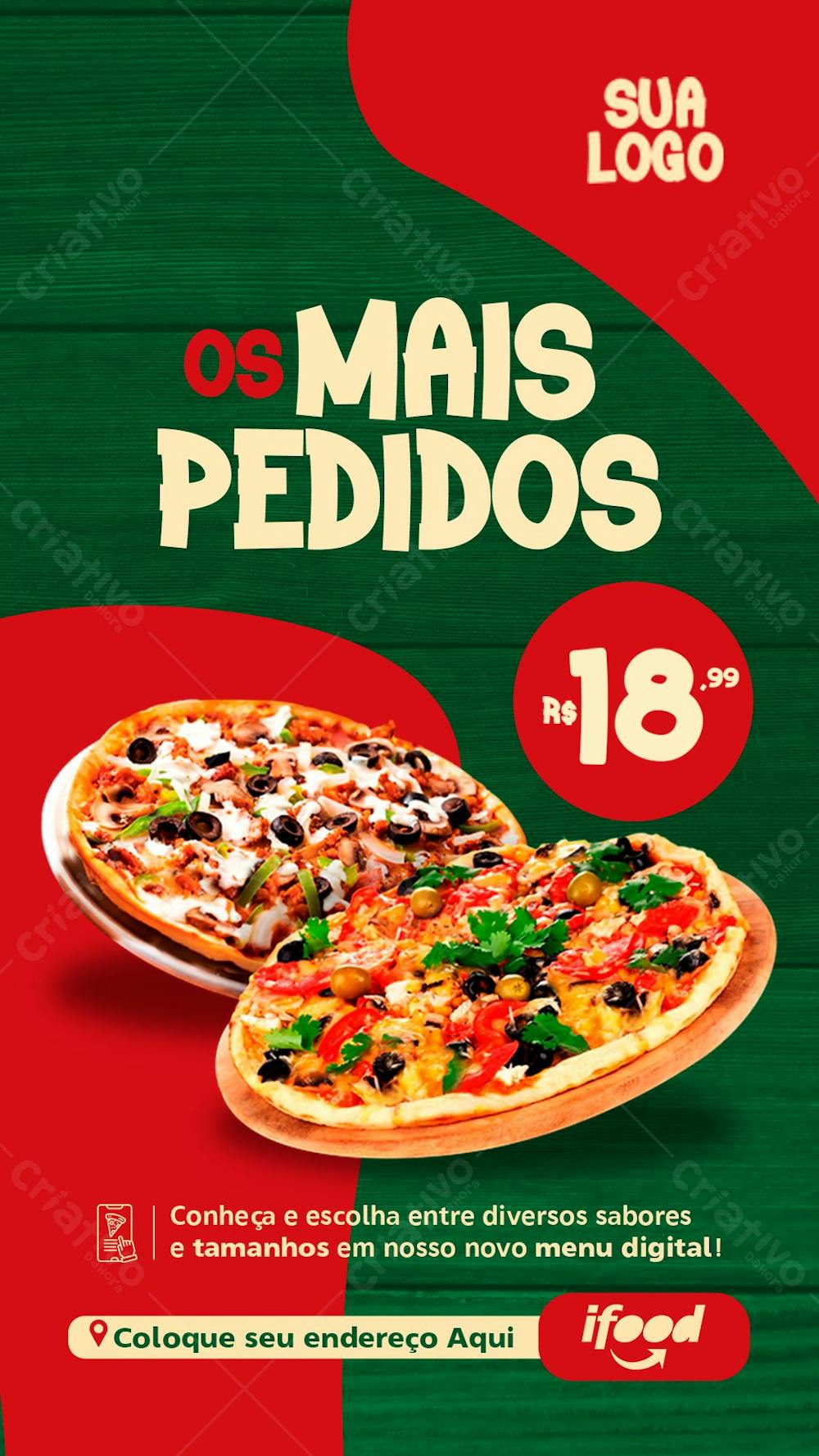 Stories Os Mais Pedidos Pizzaria Social Media Psd Editável