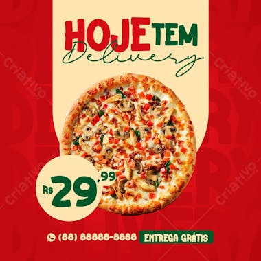 Hoje tem delivery pizzaria social media psd editável