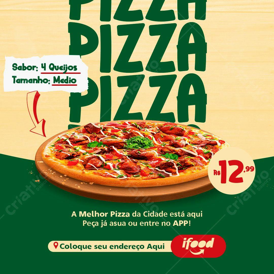 Cardápio de Pizza 4 Queijos PSD Editável