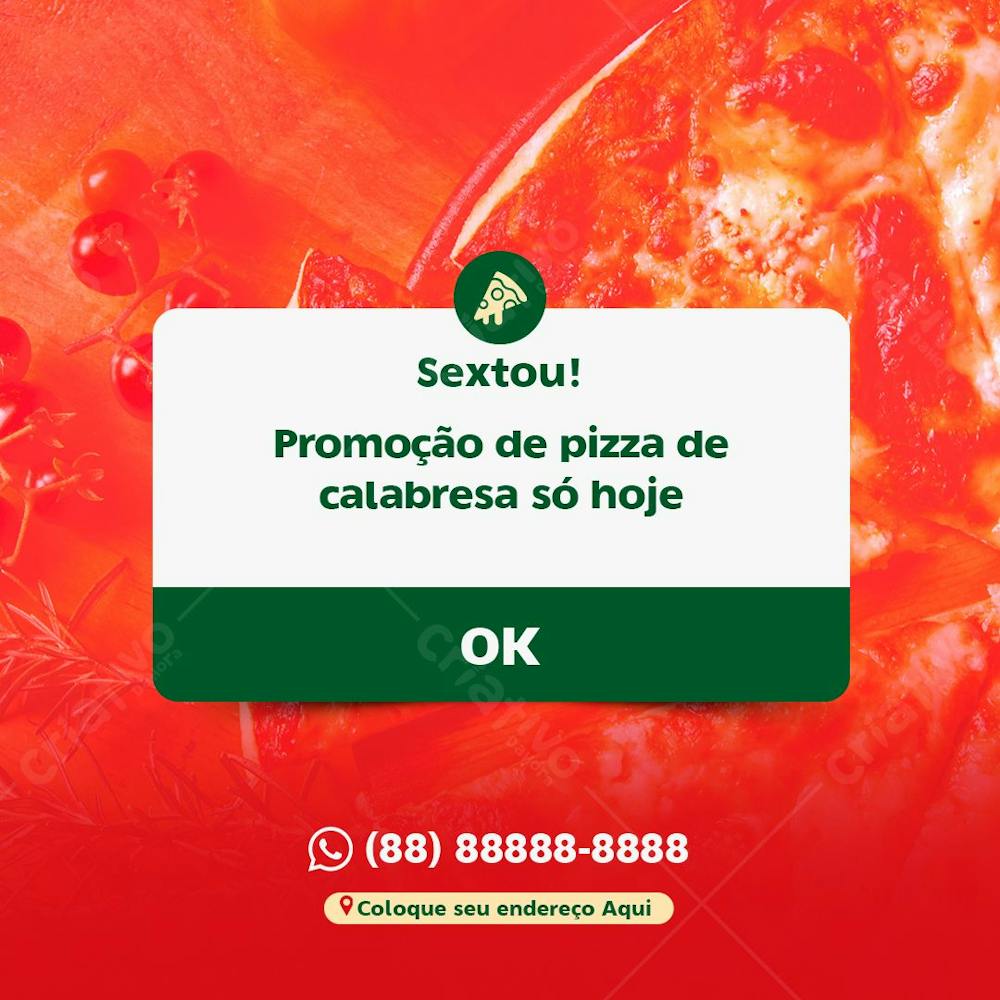 Lembrete Sextou Promoção Pizzaria Social Media Psd Editável