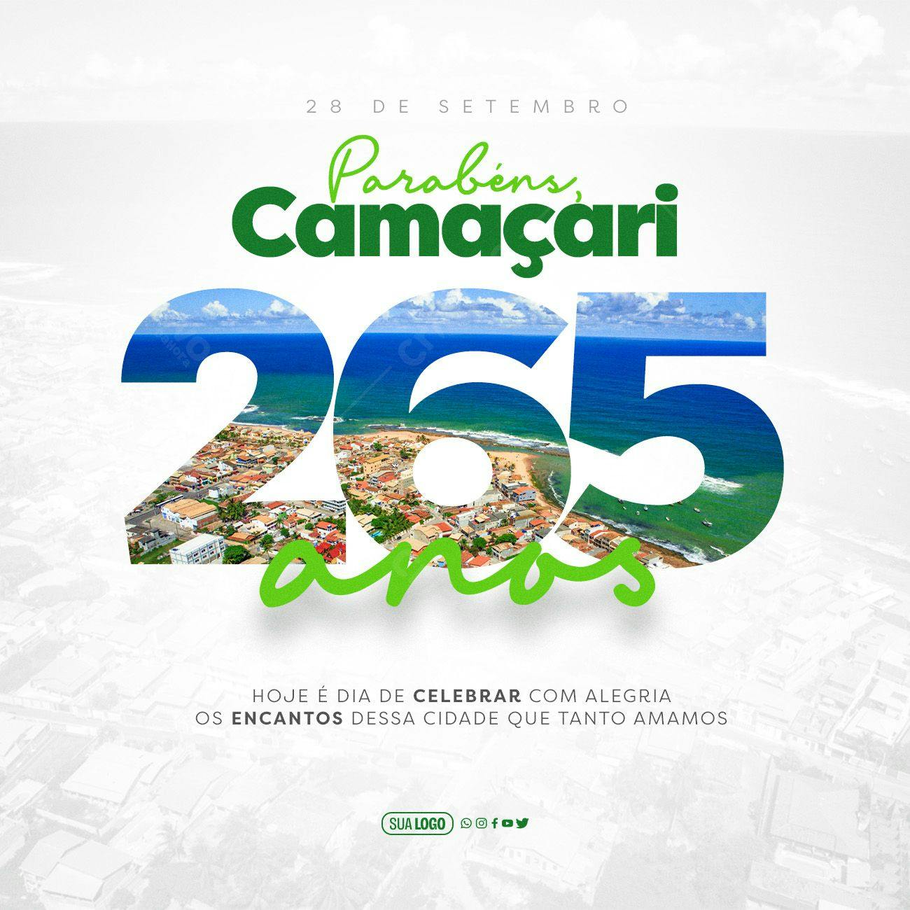 Postagem Aniversário Camaçari 265 anos PSD Editável