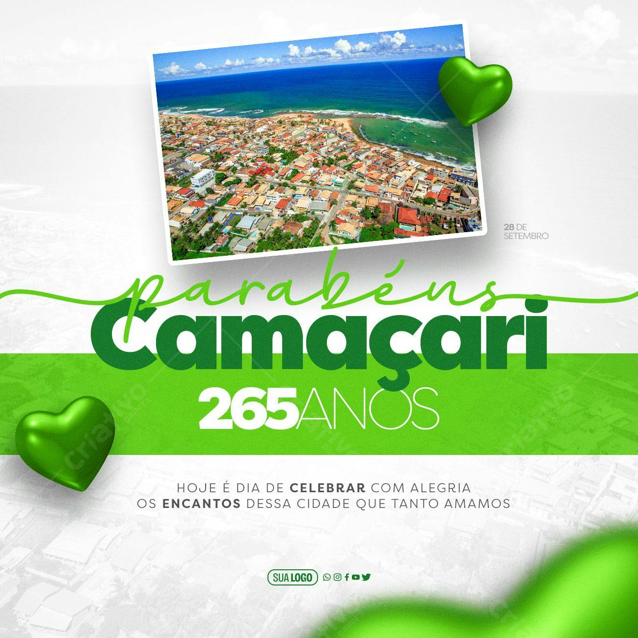 Postagem para Aniversário de Camaçari PSD Editável