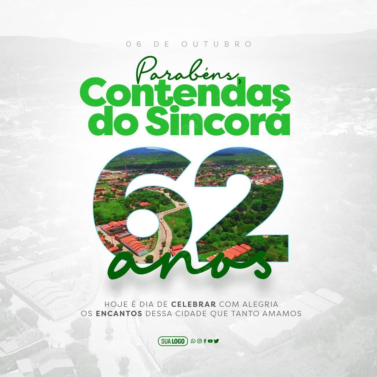 Postagem Aniversário Cidade PSD Editável