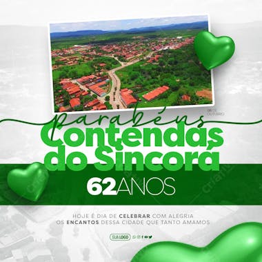 Post aniversário da cidade contendas do sincorá 62 anos de emancipação política