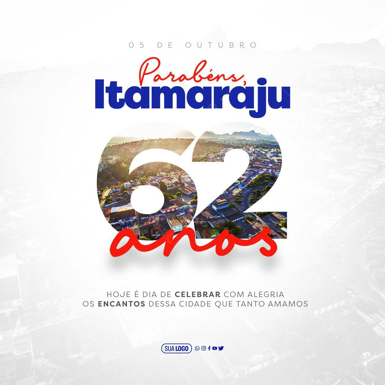 Postagem para Aniversário de Itamaraju PSD Editável
