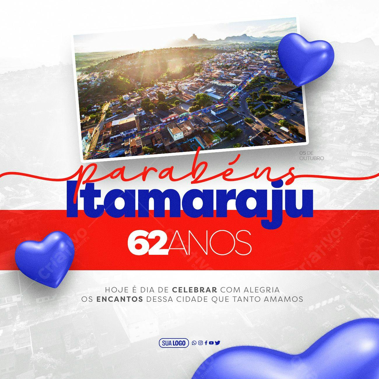 Post para Redes Sociais Aniversário Itamaju PSD Editável