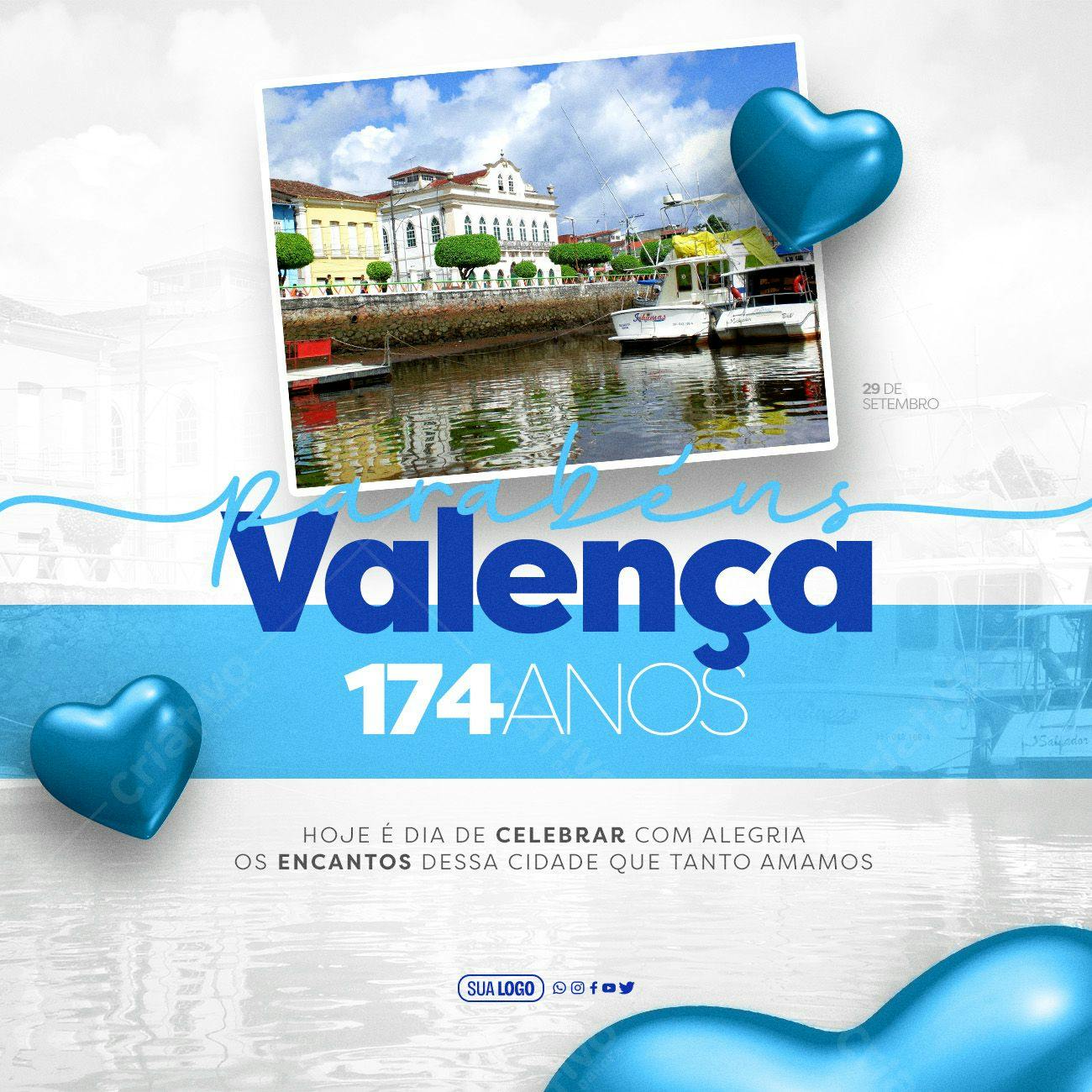 Post para Aniversário de Valença PSD Editável