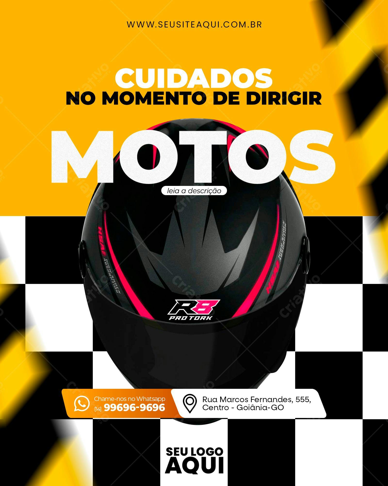 Template de Post para Redes Sociais sobre Segurança em Moto PSD Editável