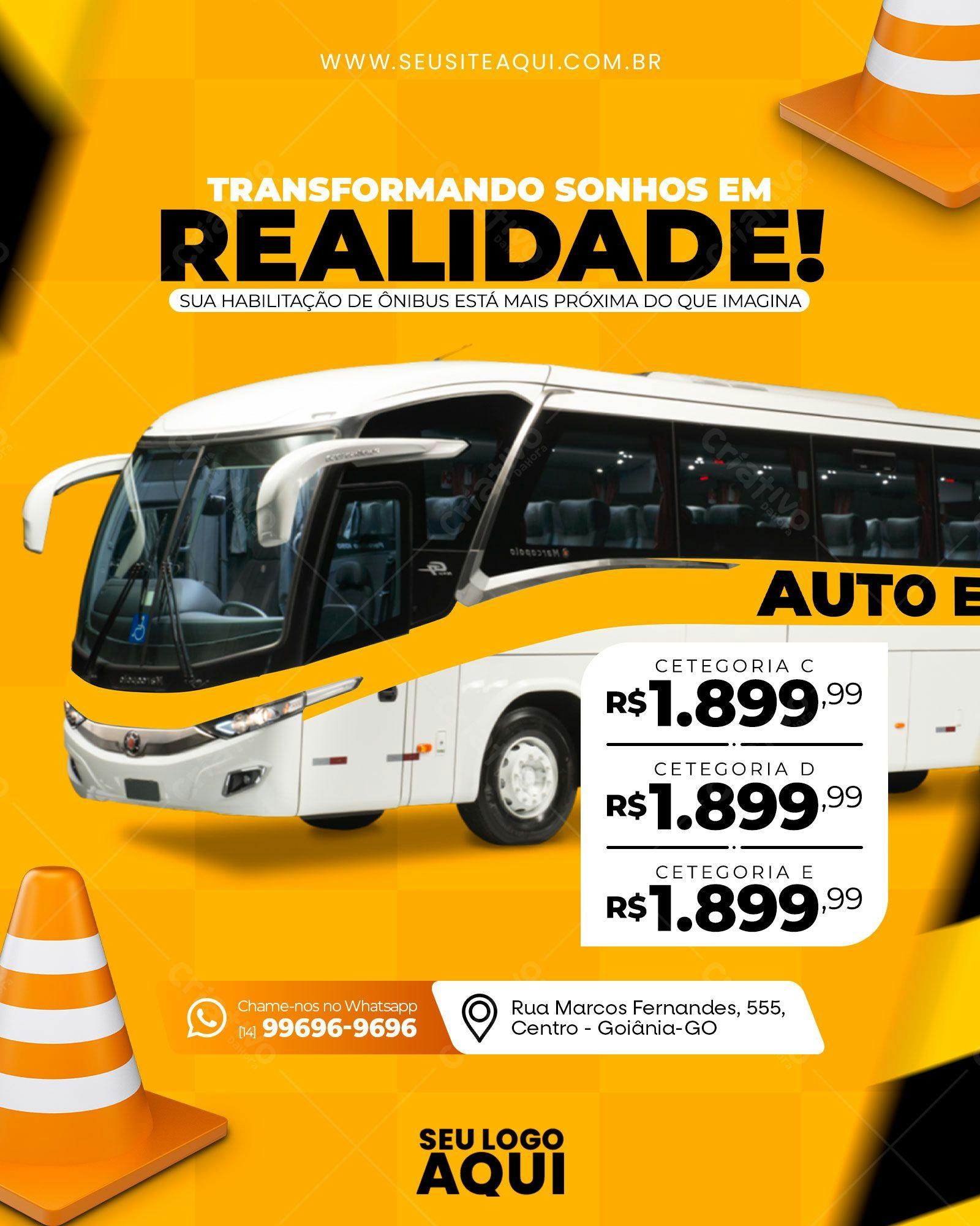 Template de Post para Redes Sociais Habilitação de Ônibus PSD Editável