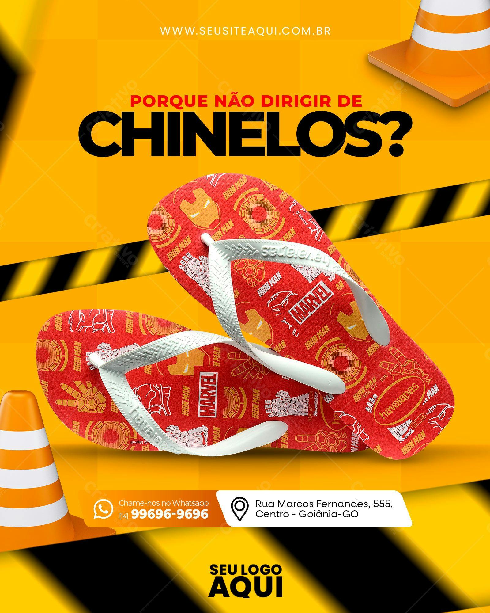 Modelo de Chinelo Havaianas Homem de Ferro PSD Editável