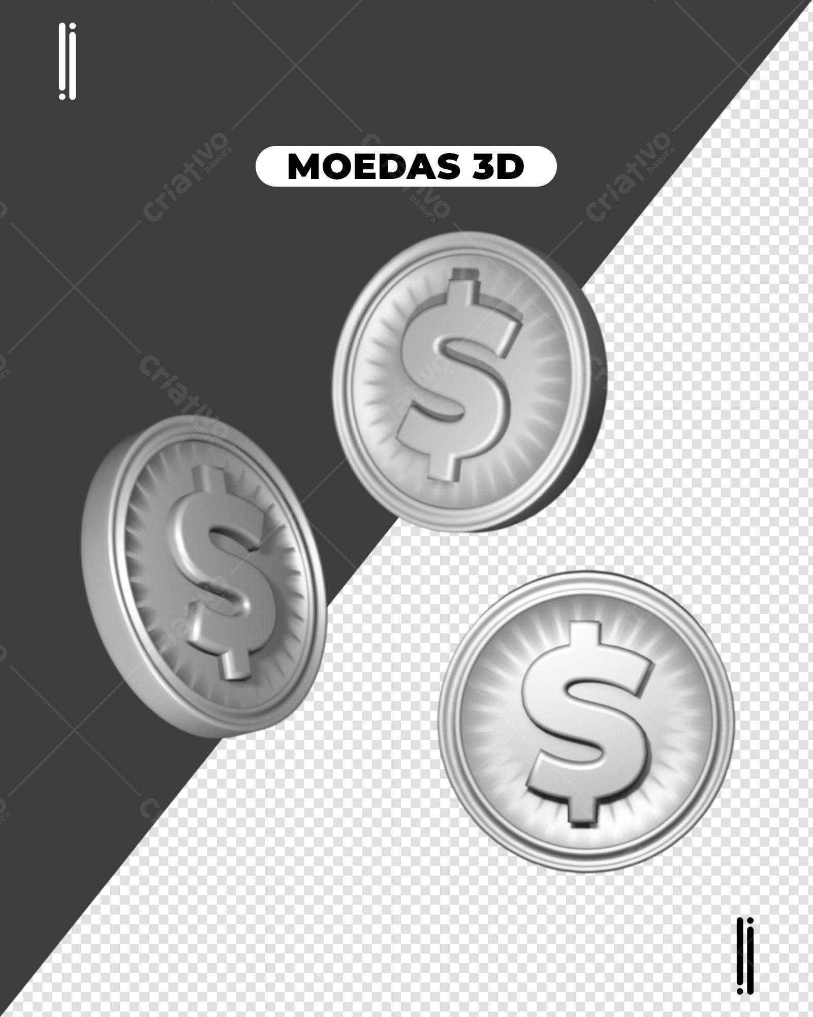Moedas 3D para Design Financeiro PSD Editável