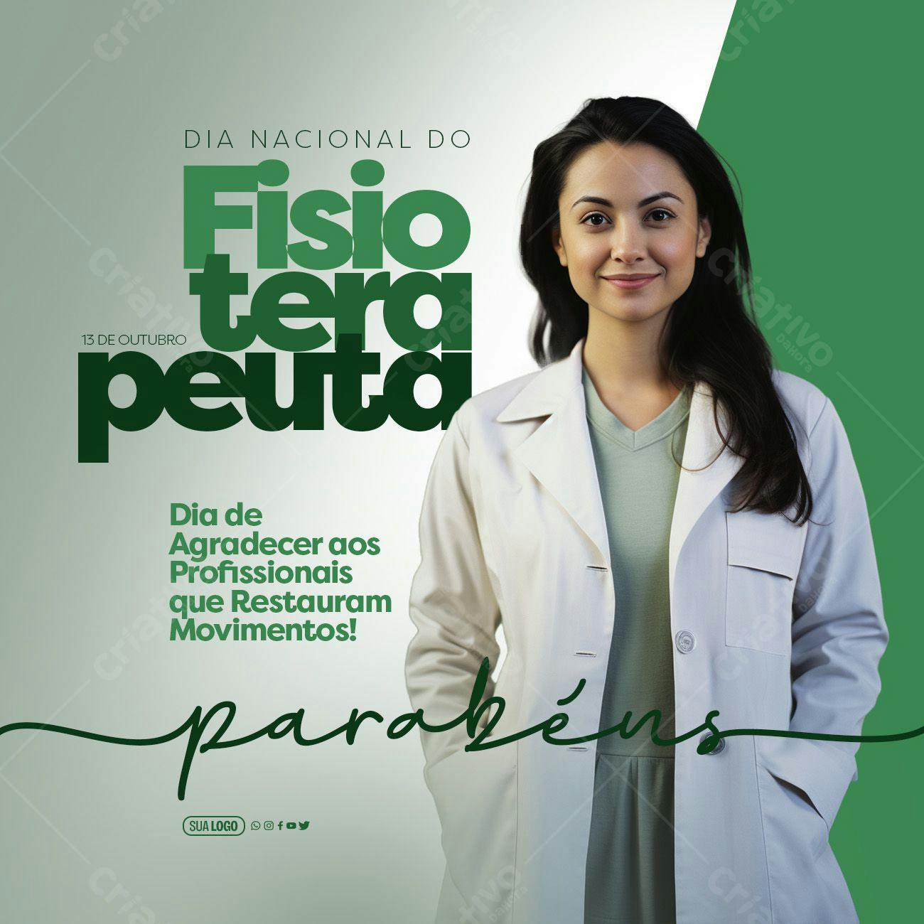 Post para Redes Sociais Dia do Fisioterapeuta PSD Editável