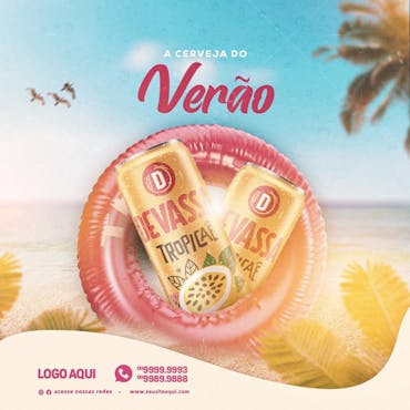 Cervejaria Devassa Tropicaê A Cerveja Do Verão Social Media - Psd Editável